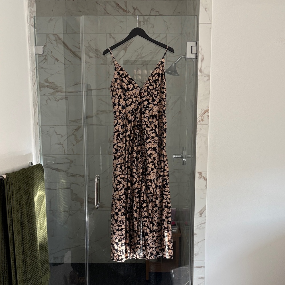 Abercrombie & Fitch Black and Pink Floral Maxi Dress